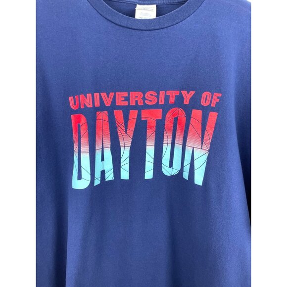 University of Dayton UD Flyers Mens Size 2XL Blue 2 Sided Graphic Print T-Shirt - Picture 3 of 7